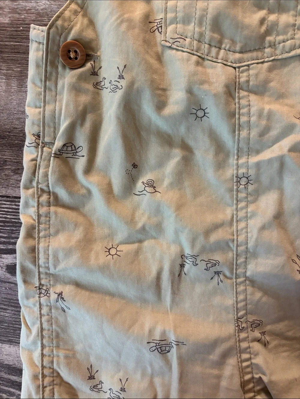 Carter’s Baby Light Green Printed Short Overalls turtle duck sun